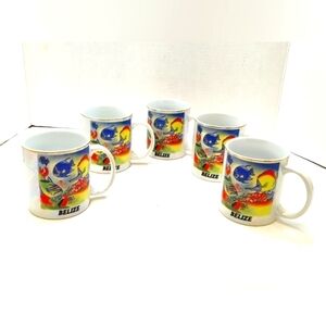 BELIZE mugs set of 5 Diameter Approximately 3" Height Approximately 3.5"